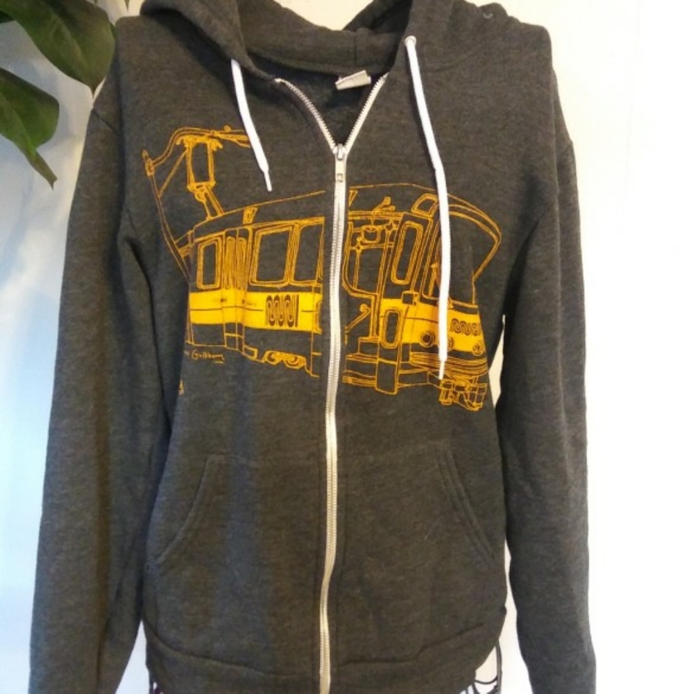 American Apparel F497 Grey Zipper Fleece Hoodie